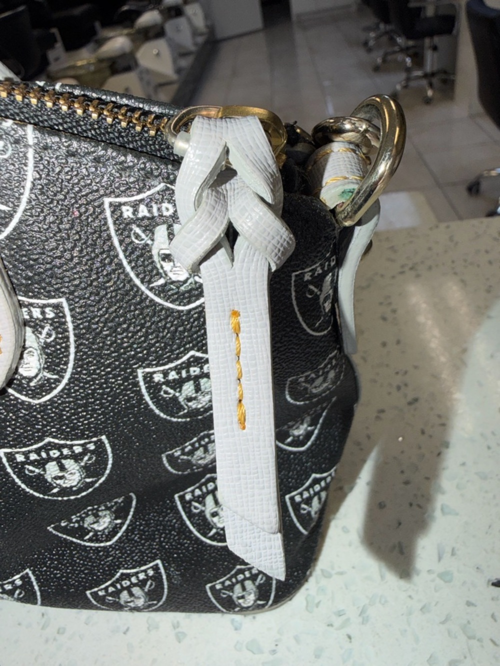 Dooney & Bourke Black & Gray Raiders Logo Crossbody Satchel - Picture 4 of 9